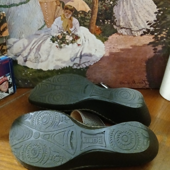 Born Emmy Black Leather Platform Wedge 👡Open Toe Sandals Womens Sz US 9. - Picture 10 of 12